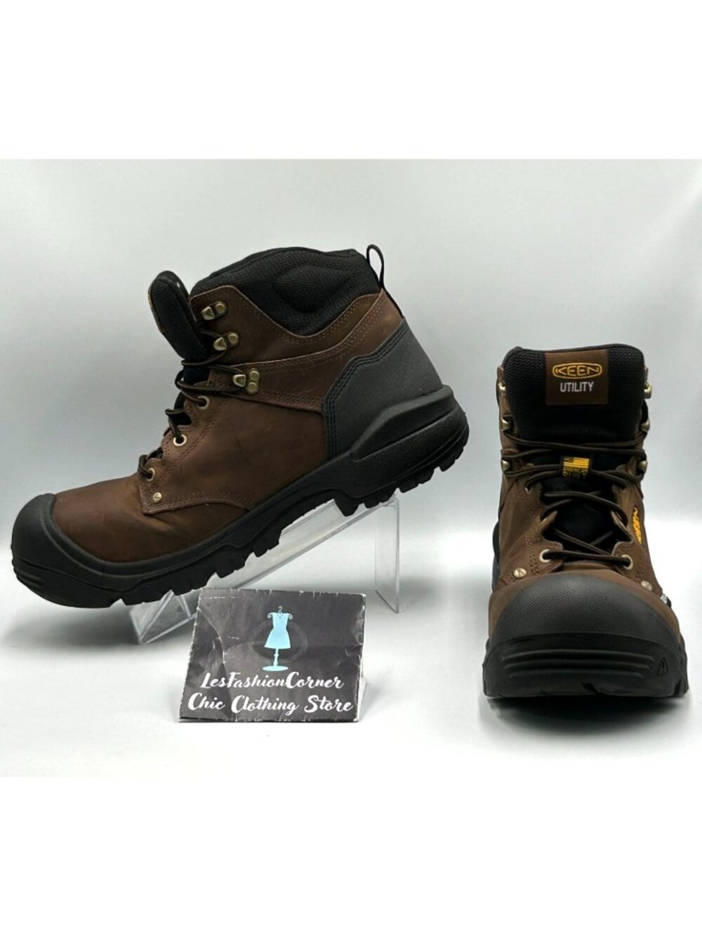 Keen Utility Men's Tan Leather Evanston 6" Steel Toe Work Boots Size 14D 3062